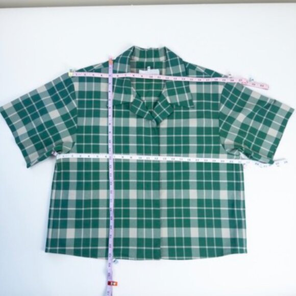EUC $595 MM6 Maison Margiela Oversized Green Check Boxy Top IT 40 US 4 - Picture 8 of 8
